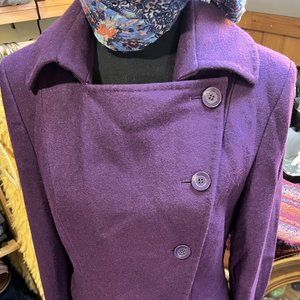 Kenar Jacket, Purple Pea Coat Size Large